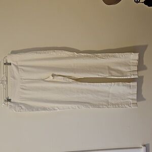 White linen blend pants